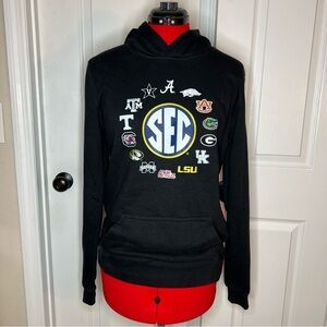 SEC Southeastern Conference Round Logo Black Hoodie College Outer Stuff Youth XL